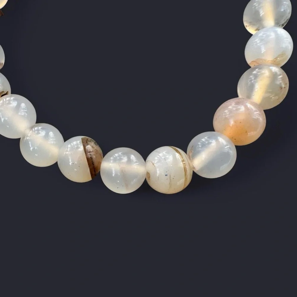 Flower Agate Gemstone Bead Bracelet 8mm